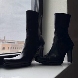 VTG Charles David By Nathalie‎ M Made In Black Italy Side Zipper Leather 6